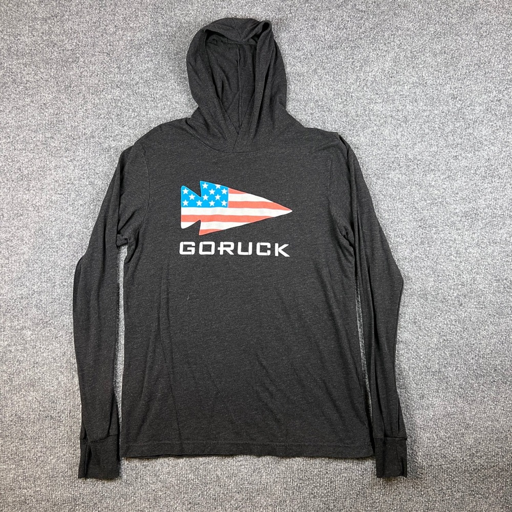 Goruck Hoodie Mens M Gray Heather Pullover Tri-Blend USA Flag Lightweight